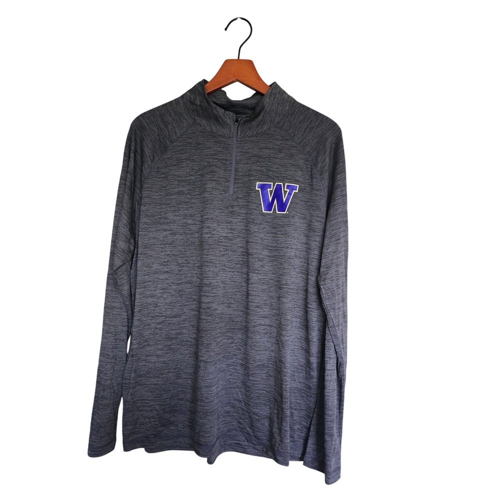 Captivating University of Washington Huskies Mens L Gray 1/4 Zip Pullover UW NEW